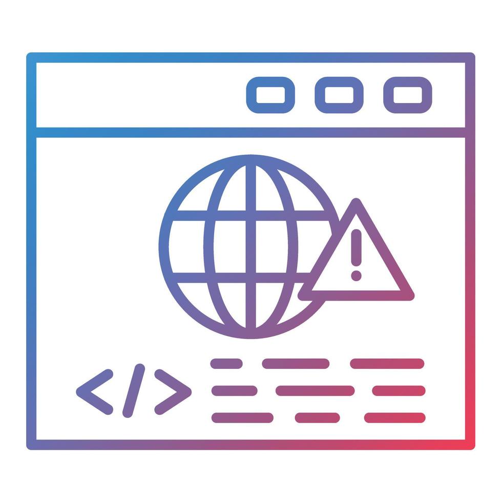 Website Warning Line Gradient Icon vector