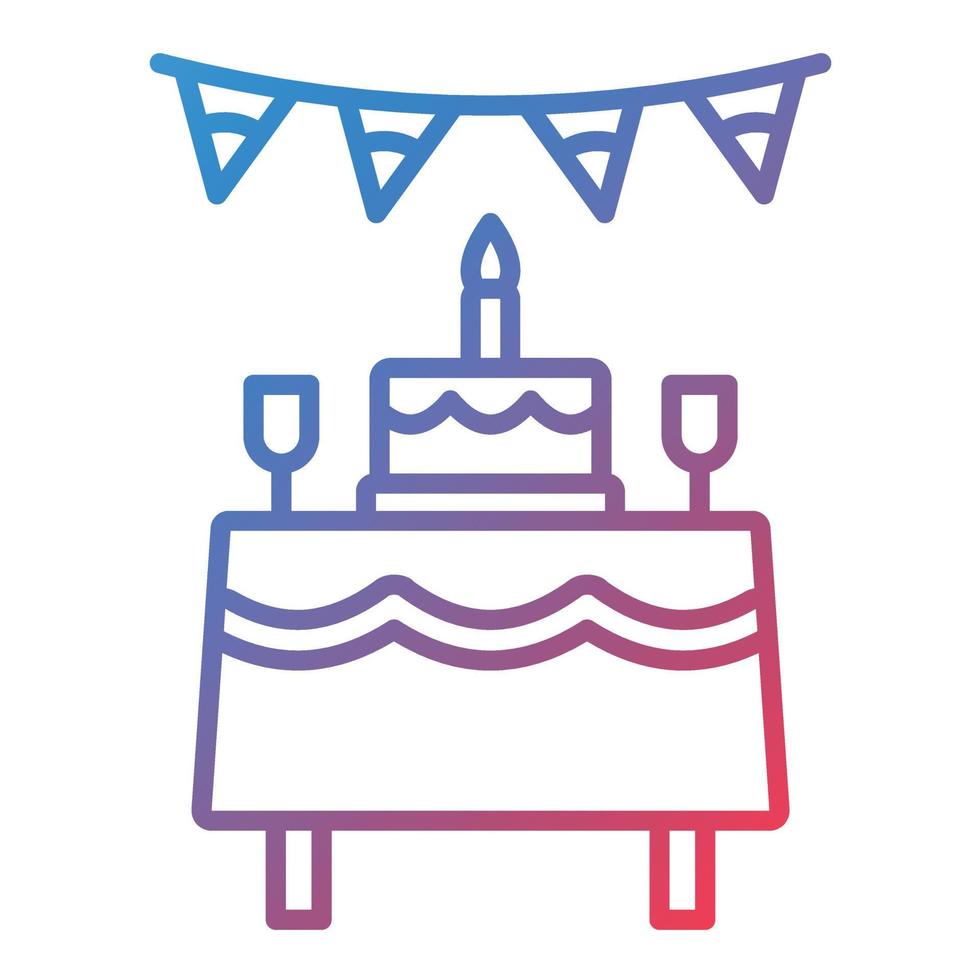 Birthday Table Line Gradient Icon vector