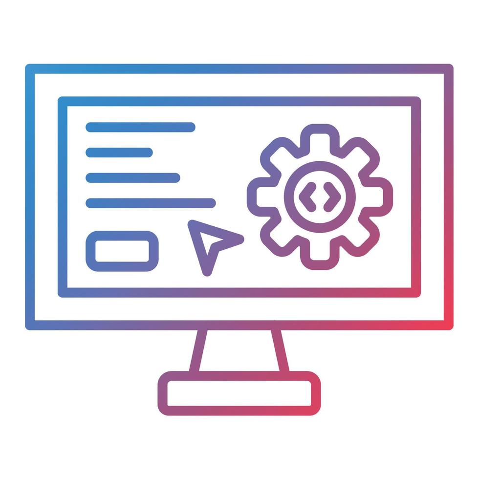 icono de gradiente de línea de configuración de programación vector