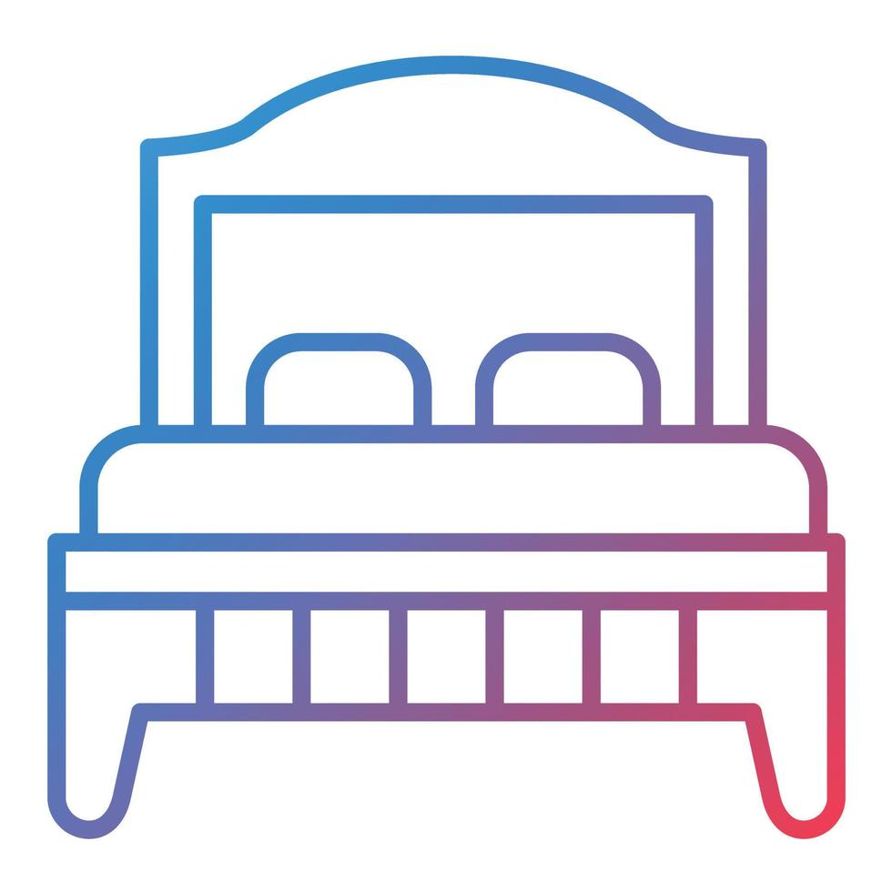 Double Bed Room Line Gradient Icon vector