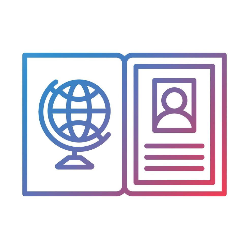Open Passport Line Gradient Icon vector