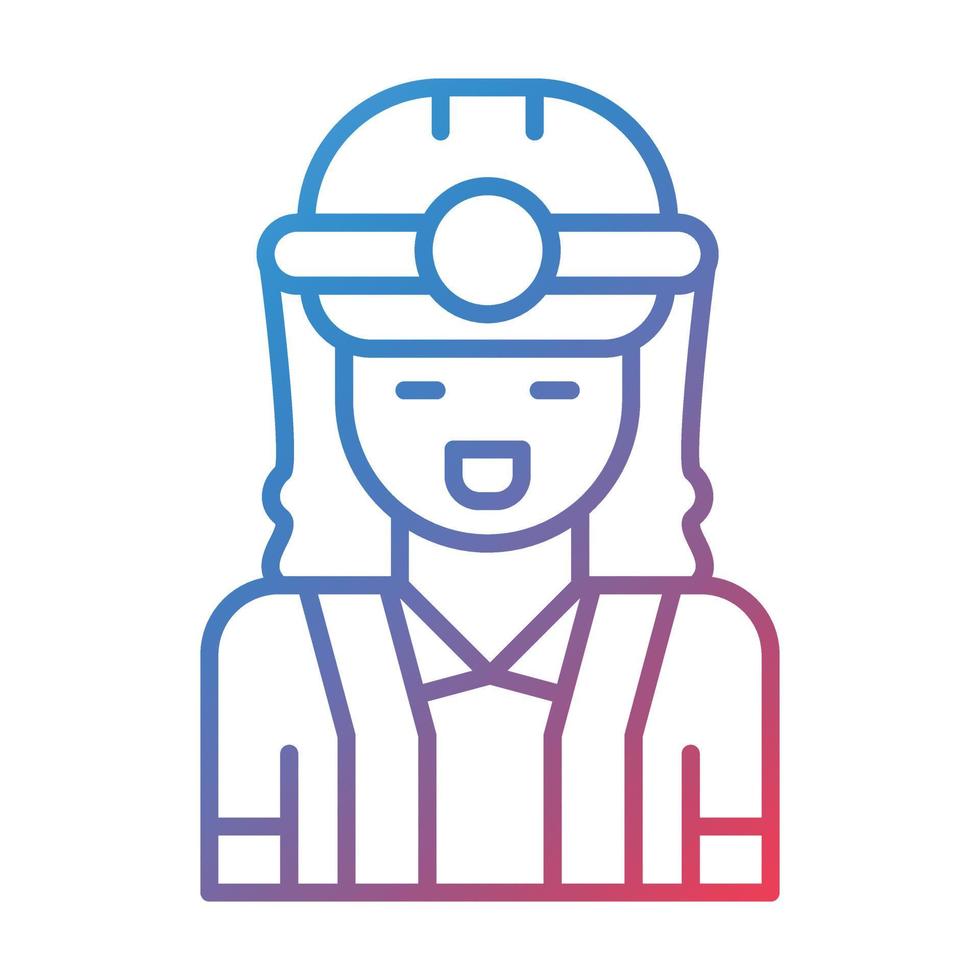 icono de gradiente de línea de ingeniero femenino vector