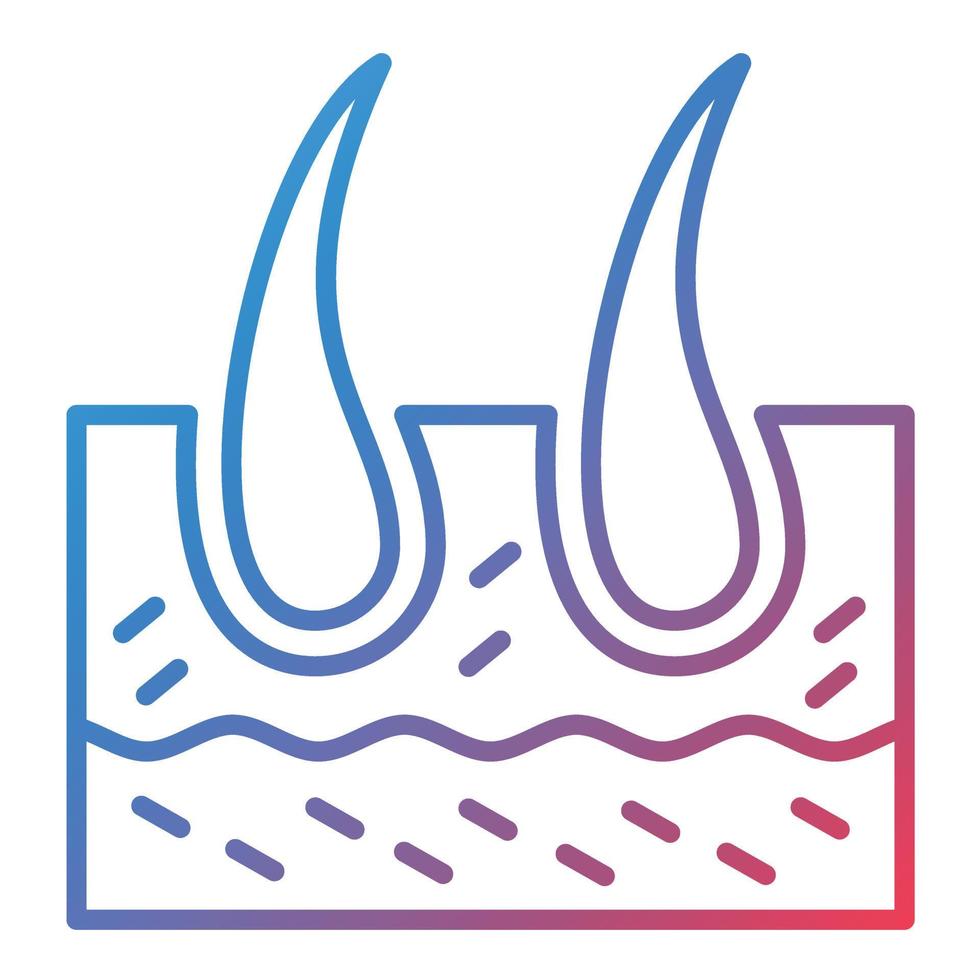 Skin Hair Line Gradient Icon vector