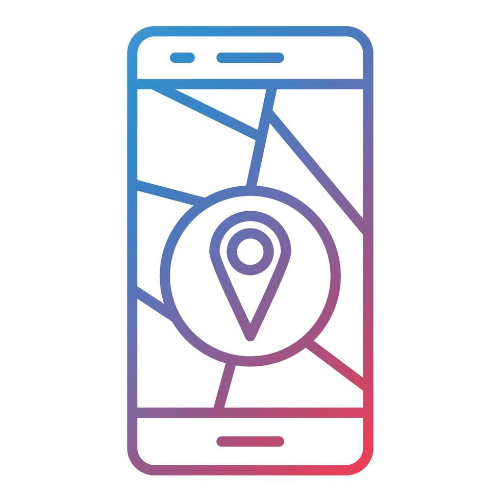 icono de gradiente de línea de gps móvil vector