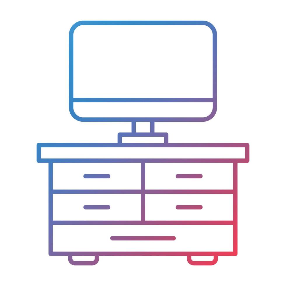 TV Table Line Gradient Icon vector