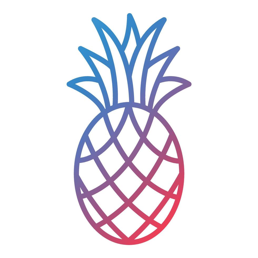 icono de degradado de línea de piña vector