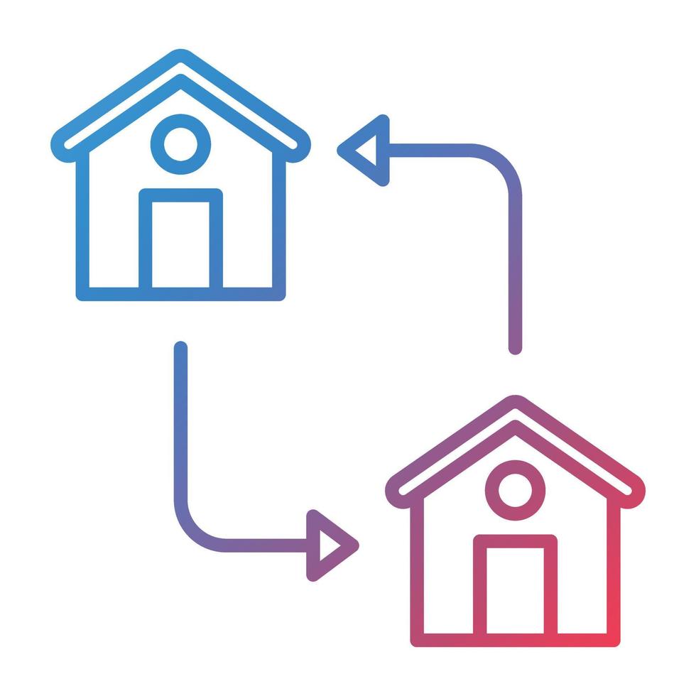 House Exchange Line Gradient Icon vector