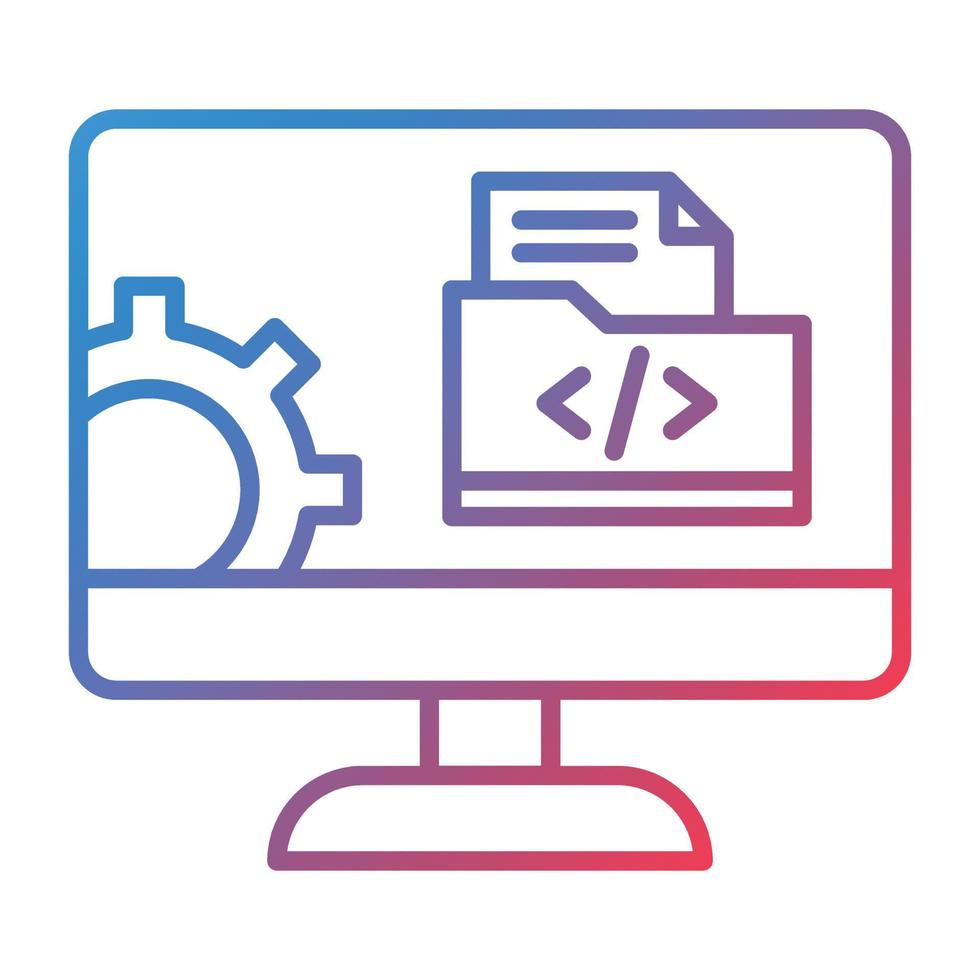 icono de gradiente de línea de desarrollo web vector