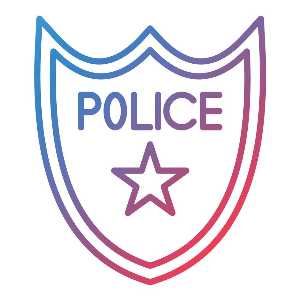 icono de gradiente de línea de placa de policía vector