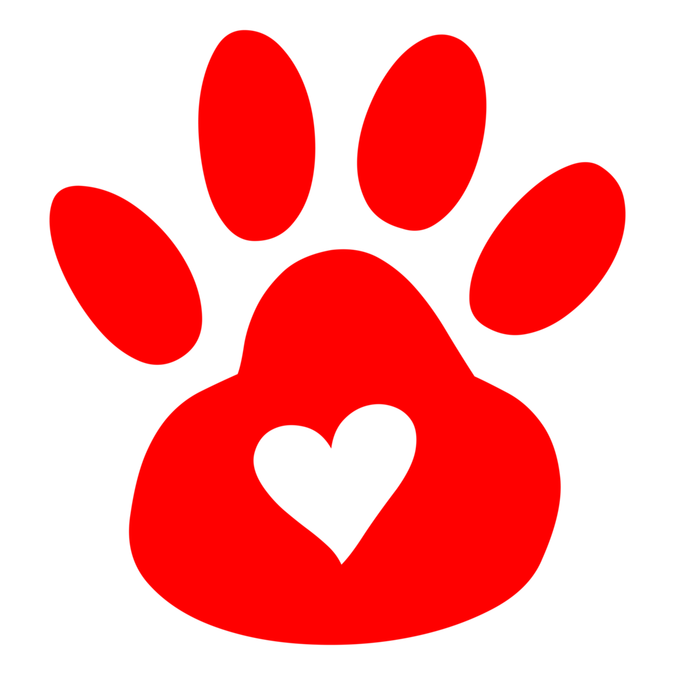 Love animals concept with heart and paw on Transparent Background png