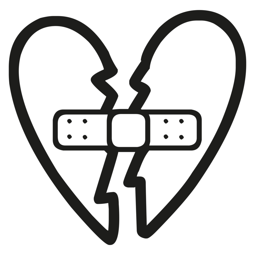 Broken heart with plaster on Transparent Background png