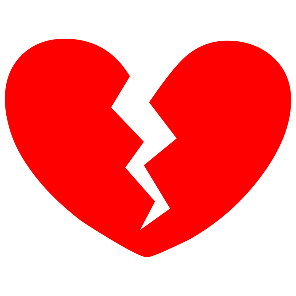 Broken Heart Symbol on Transparent Background png