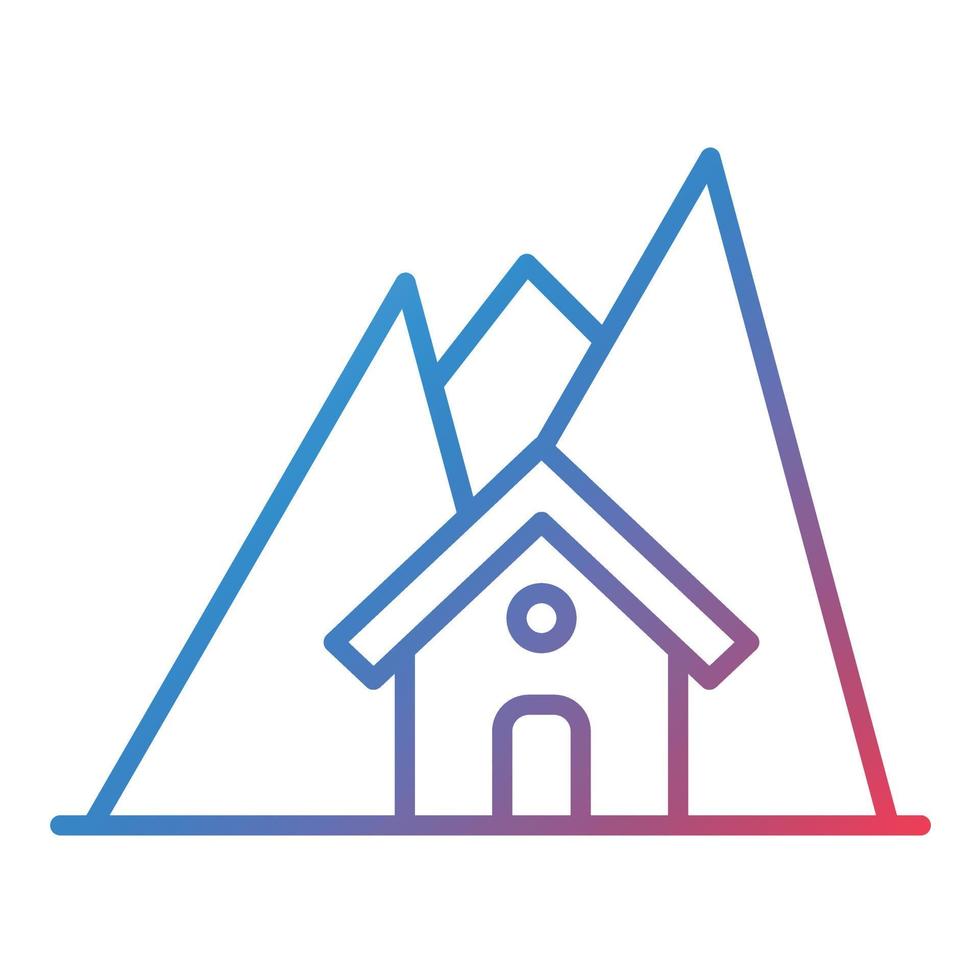 Mountain House Line Gradient Icon vector