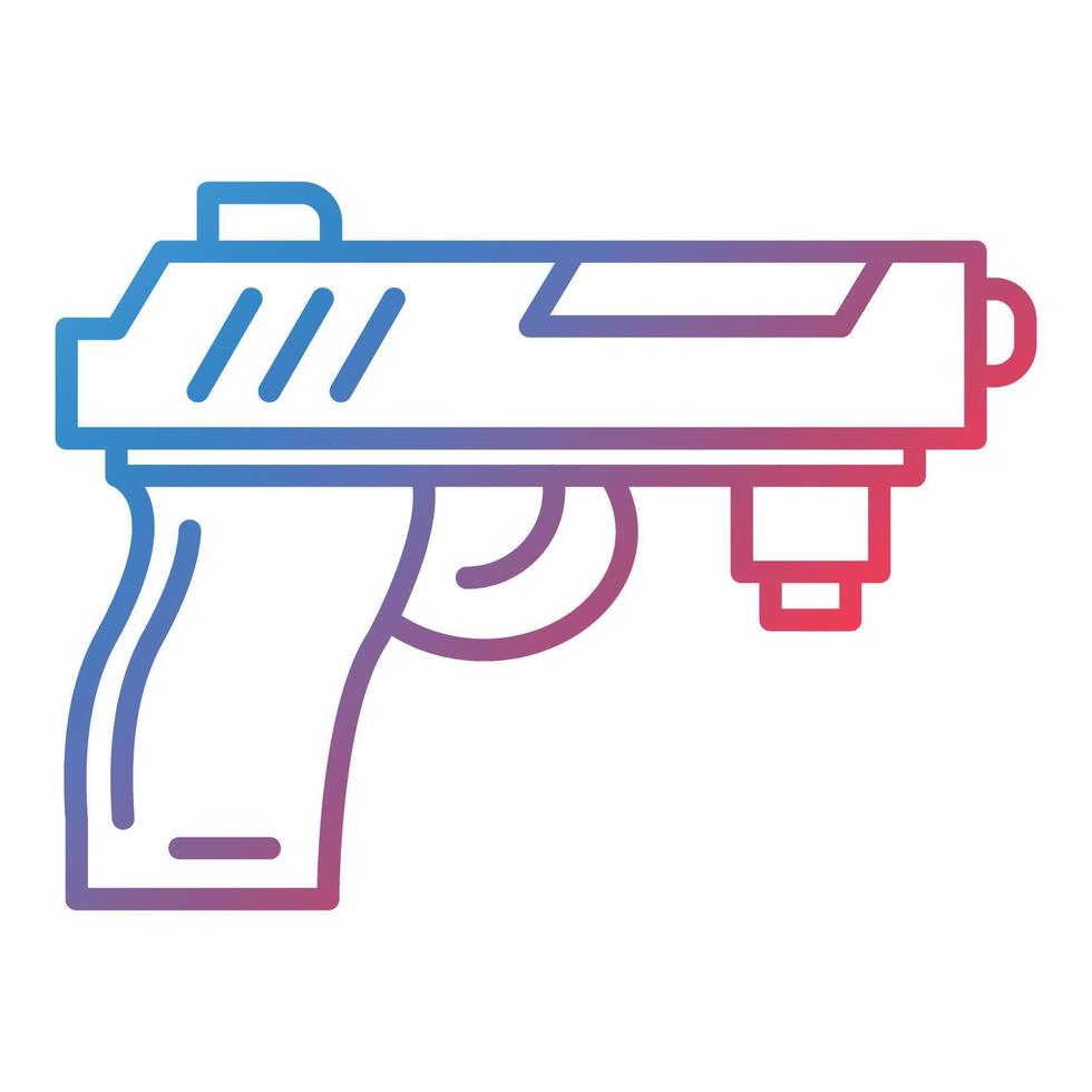 icono de gradiente de línea de pistola del ejército vector