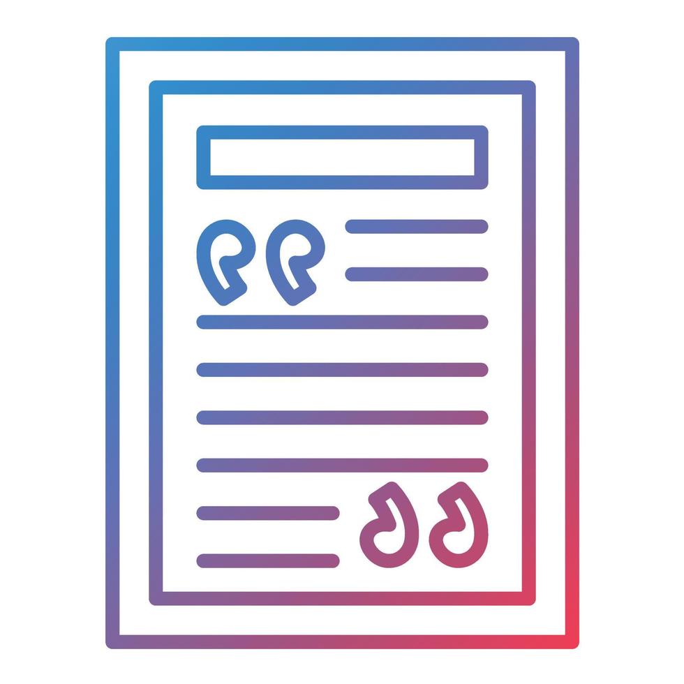 Quotes Line Gradient Icon vector