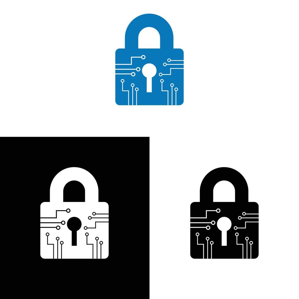 cyber security padlock key icon vector