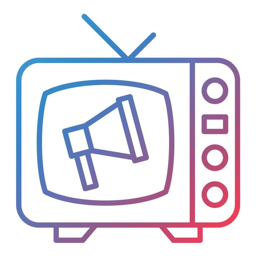 icono de gradiente de línea comercial de tv vector