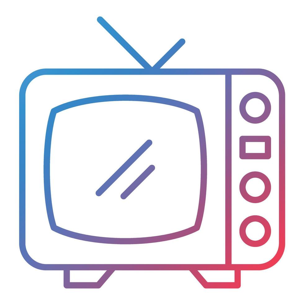 icono de gradiente de línea de televisión vector