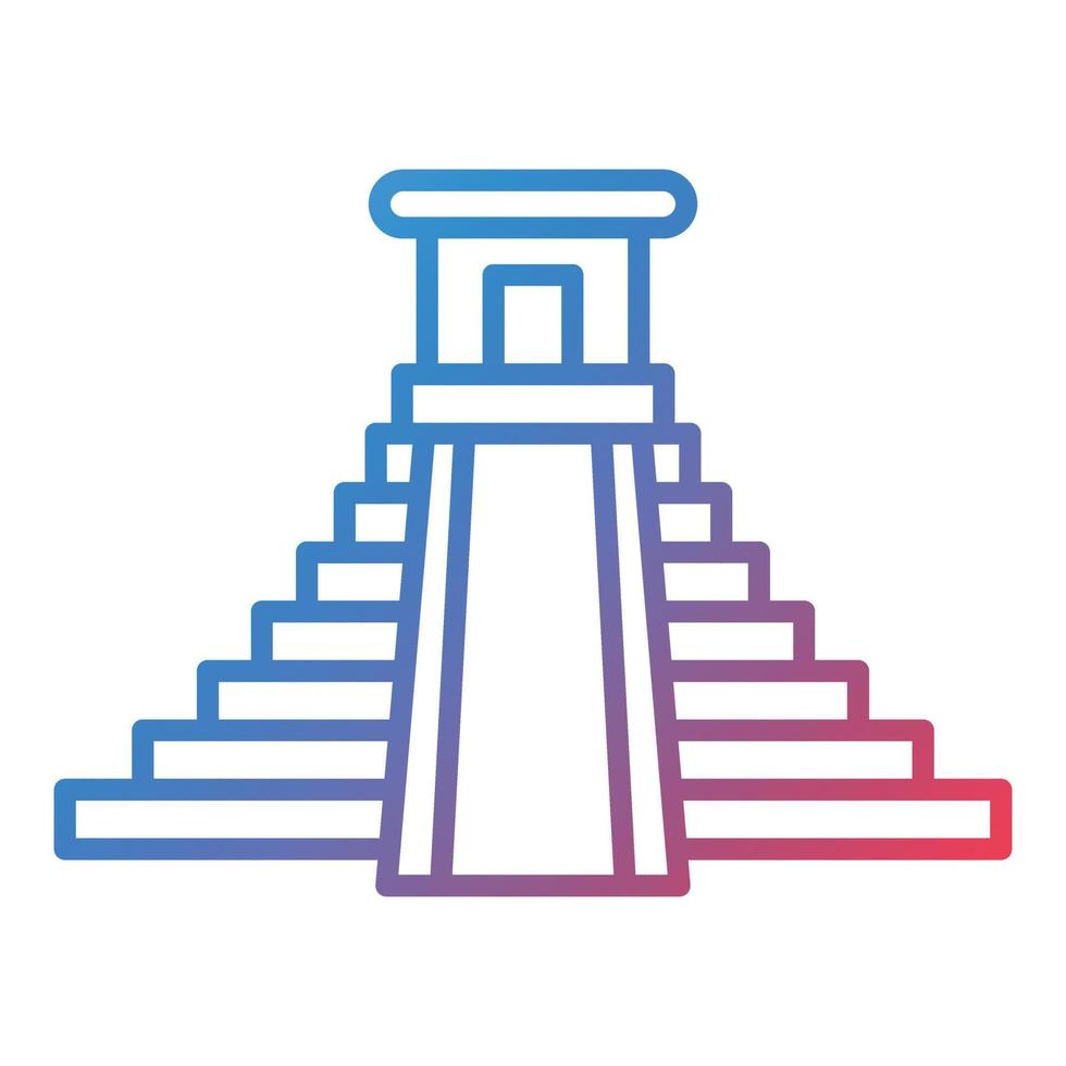 icono de gradiente de línea de chichén itzá vector