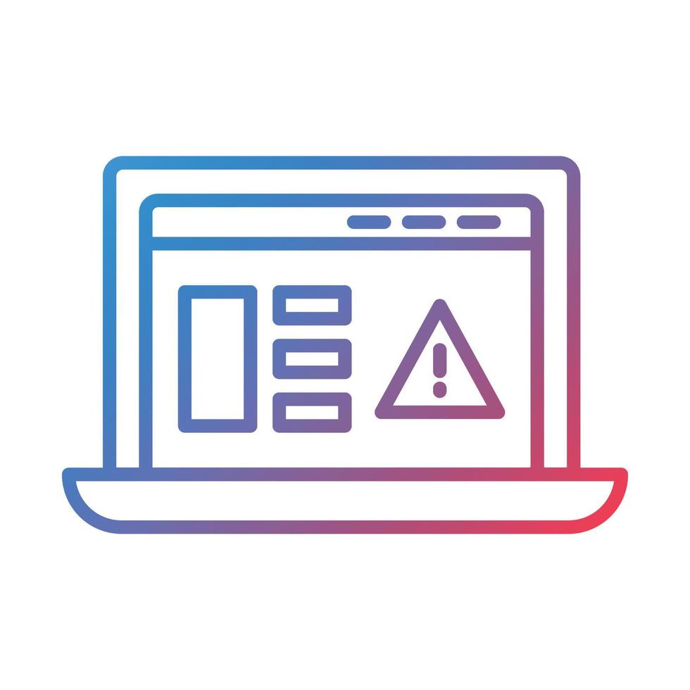 icono de gradiente de línea de alerta de sitio web vector