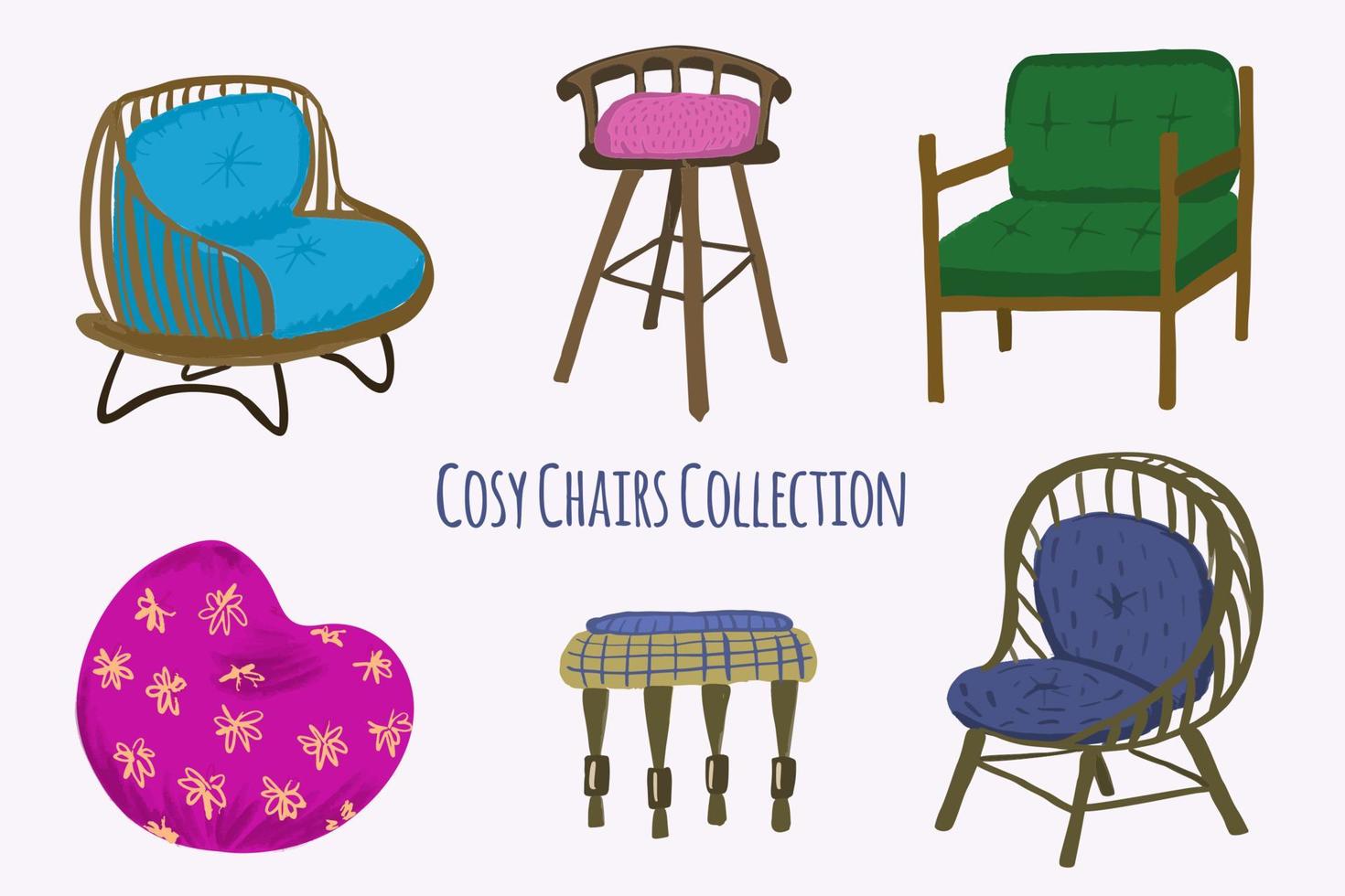 Hand Drawn Flat Chair and Home Item vector