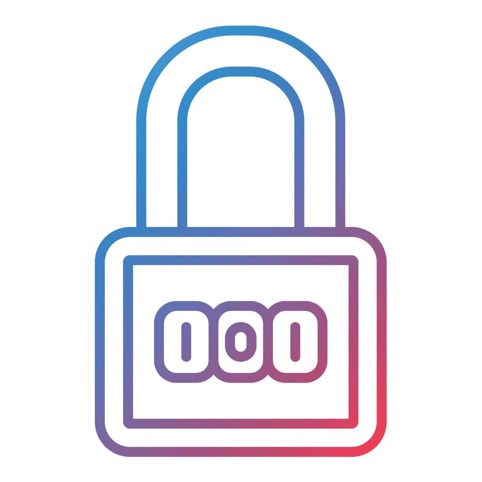 Number Padlock Line Gradient Icon vector