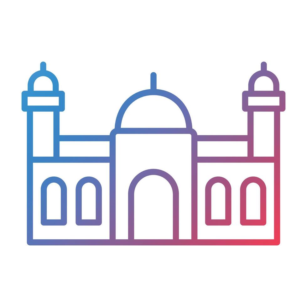 icono de gradiente de línea de mezquita vector