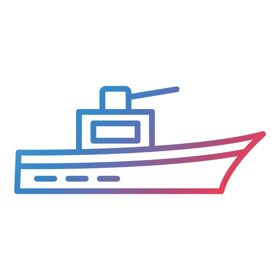 icono de gradiente de línea de barco del ejército vector