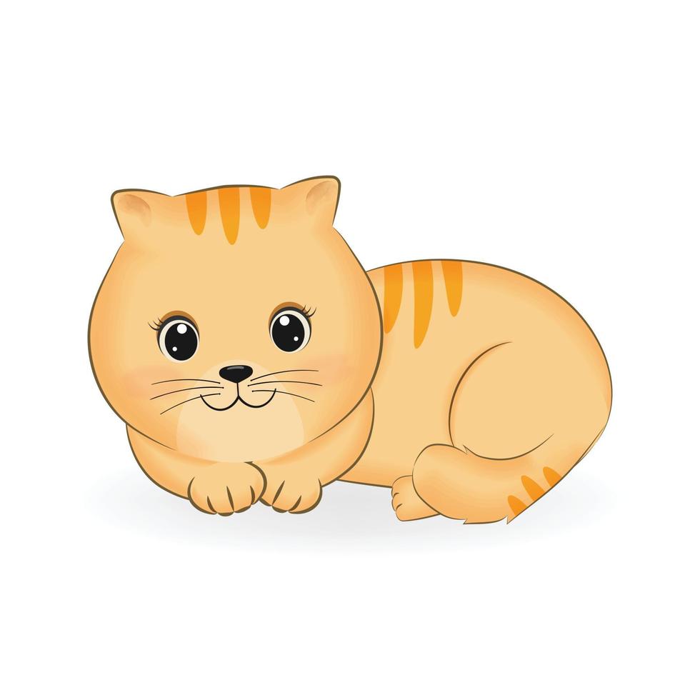 lindo gatito naranja, ilustración de dibujos animados de animales vector