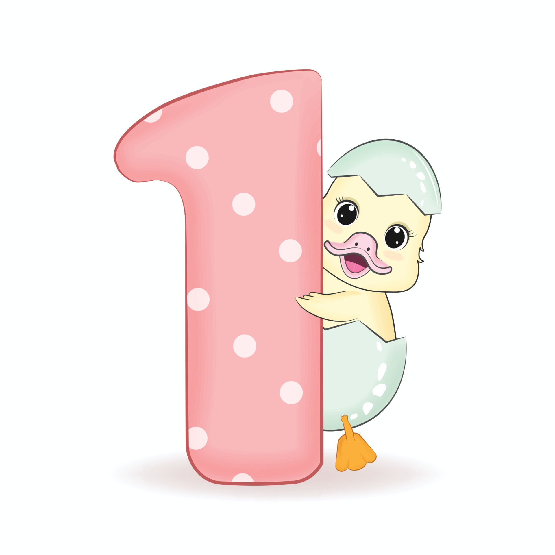 Cute Little Duck with Alphabet Number 1 18720049 Vector Art at Vecteezy