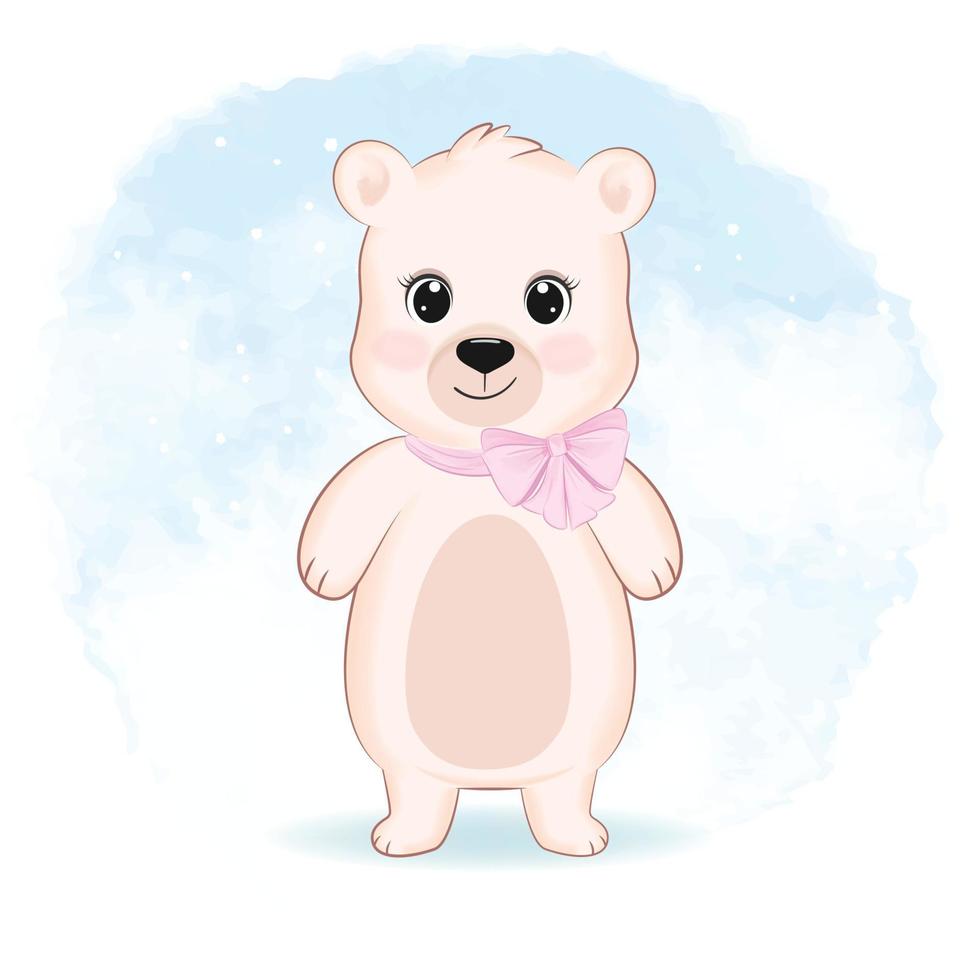 Cute little Bear animal cartoon illustration vector