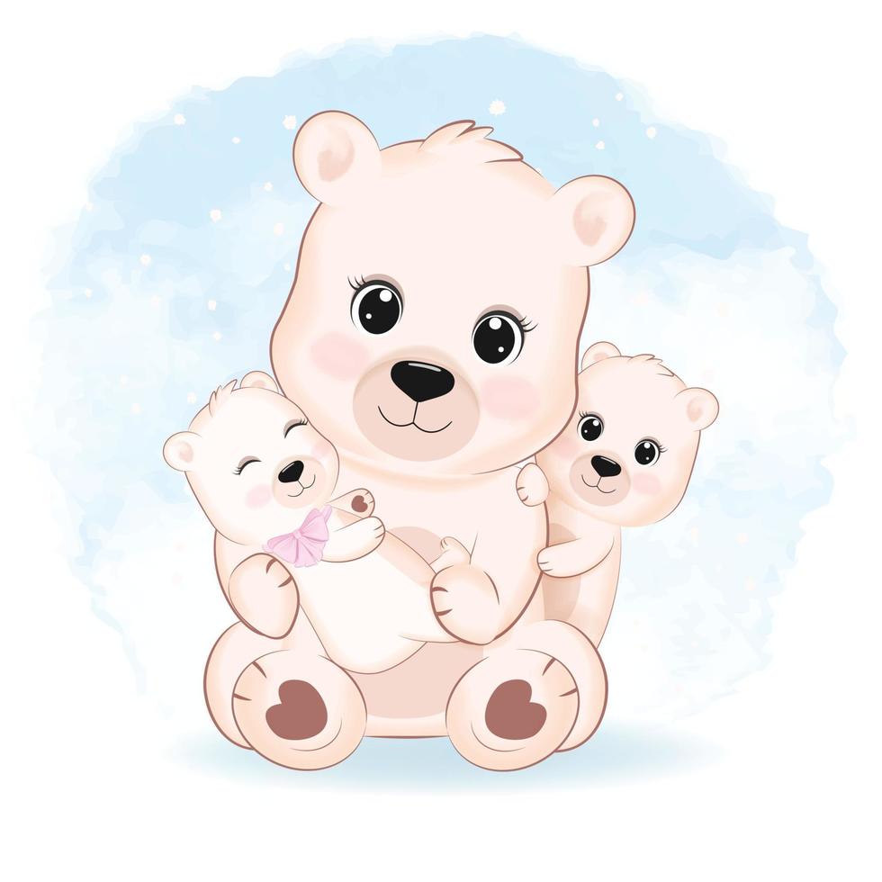 Cute Bear' s family, animal cartoon illustration vector