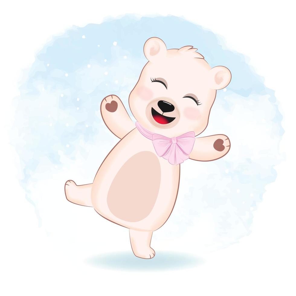 Cute little Bear animal cartoon illustration vector