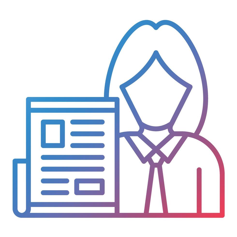 Female Journalist Line Gradient Icon vector