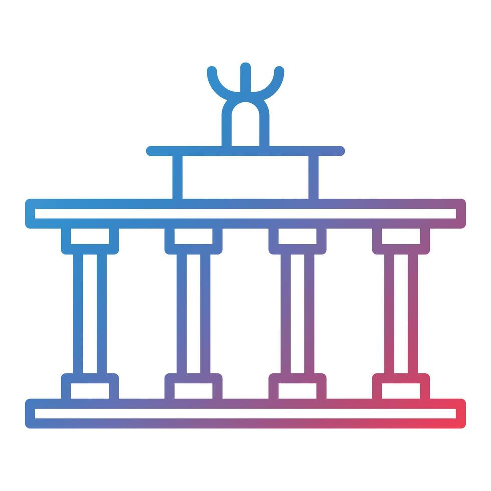 icono de degradado de línea de puerta de brandenburgo vector