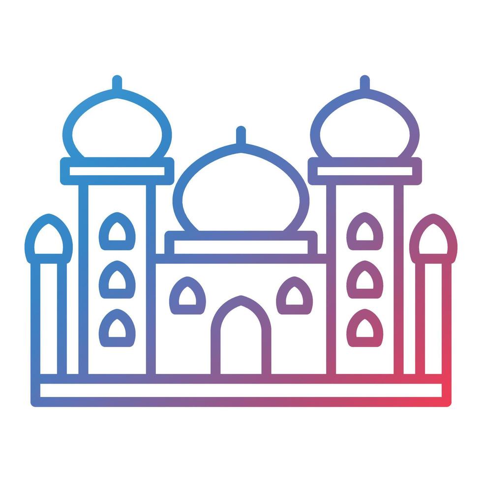 Taj Mahal Line Gradient Icon vector