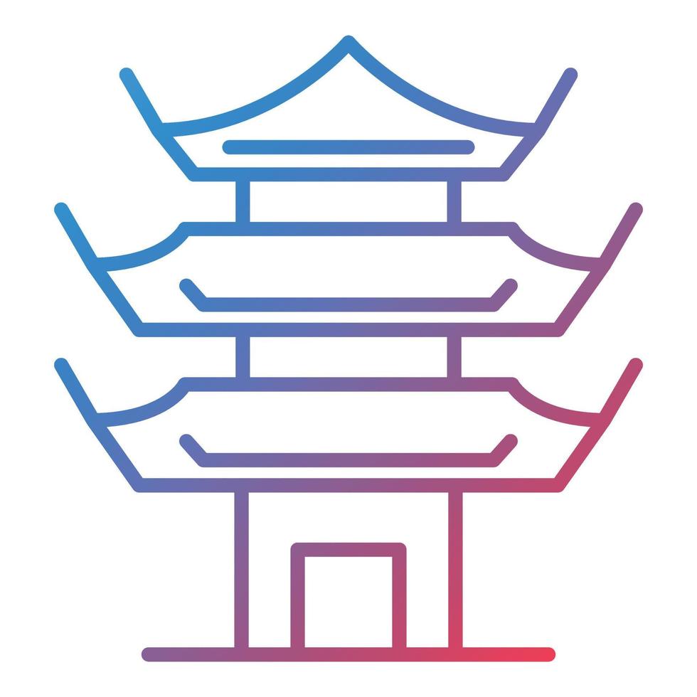 Pagoda Line Gradient Icon vector