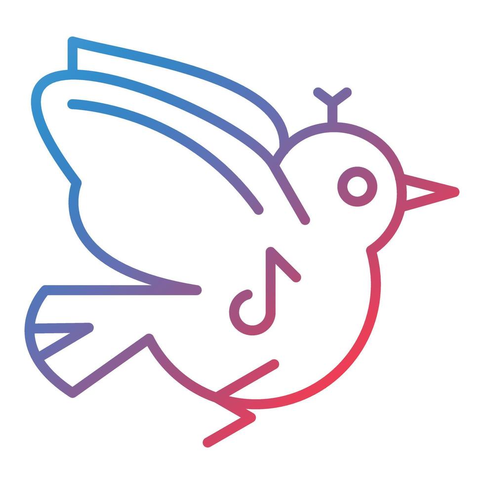 icono de gradiente de línea de pájaros de primavera vector