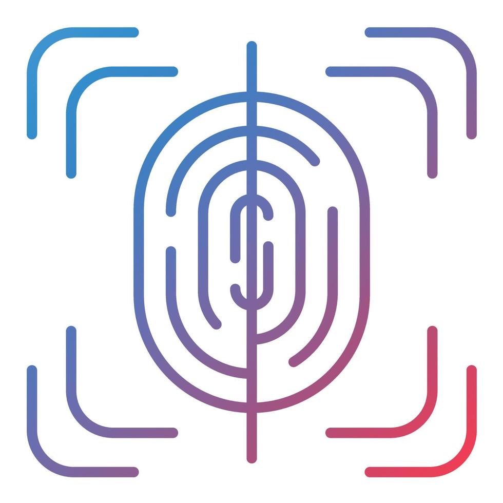 Fingerprint Scan Line Gradient Icon vector