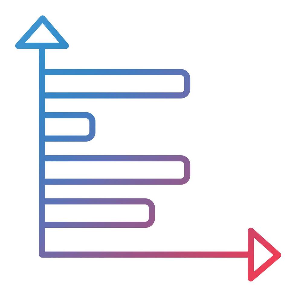 Horizontal Bar Chart Line Gradient Icon vector