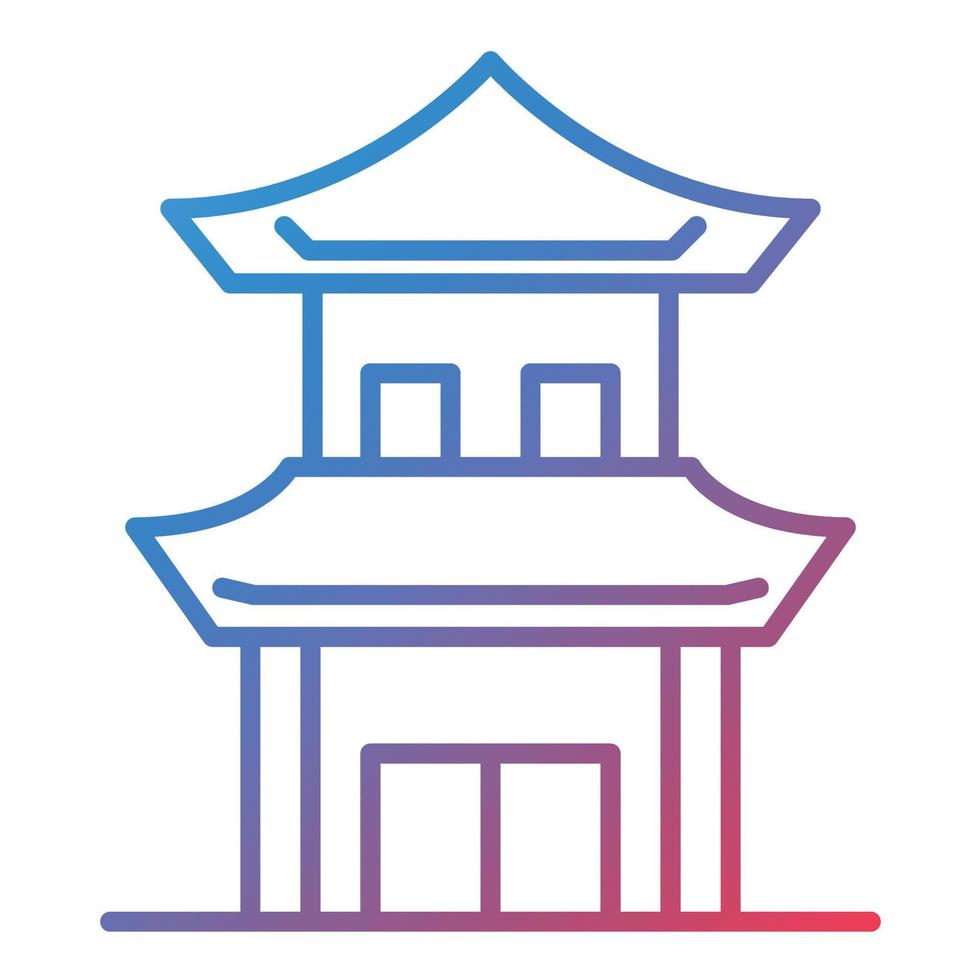 Chinese House Line Gradient Icon vector