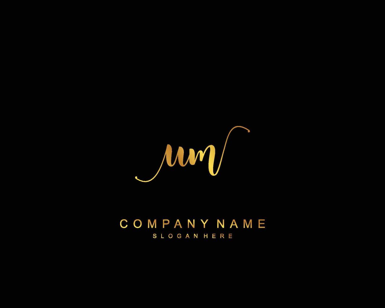 Initial UM beauty monogram and elegant logo design, handwriting logo of initial signature, wedding, fashion, floral and botanical with creative template. vector