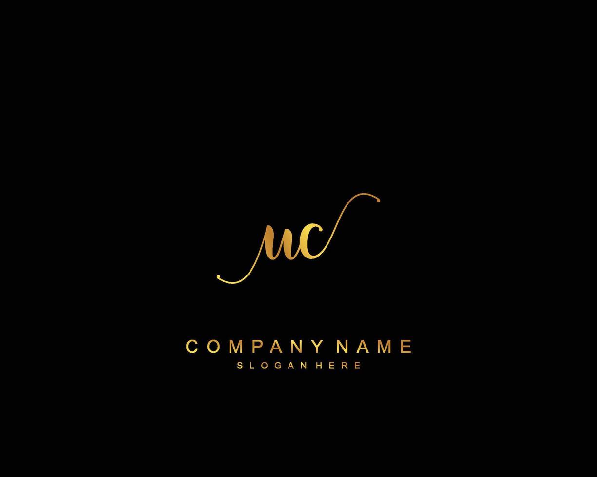 Initial UC beauty monogram and elegant logo design, handwriting logo of initial signature, wedding, fashion, floral and botanical with creative template. vector