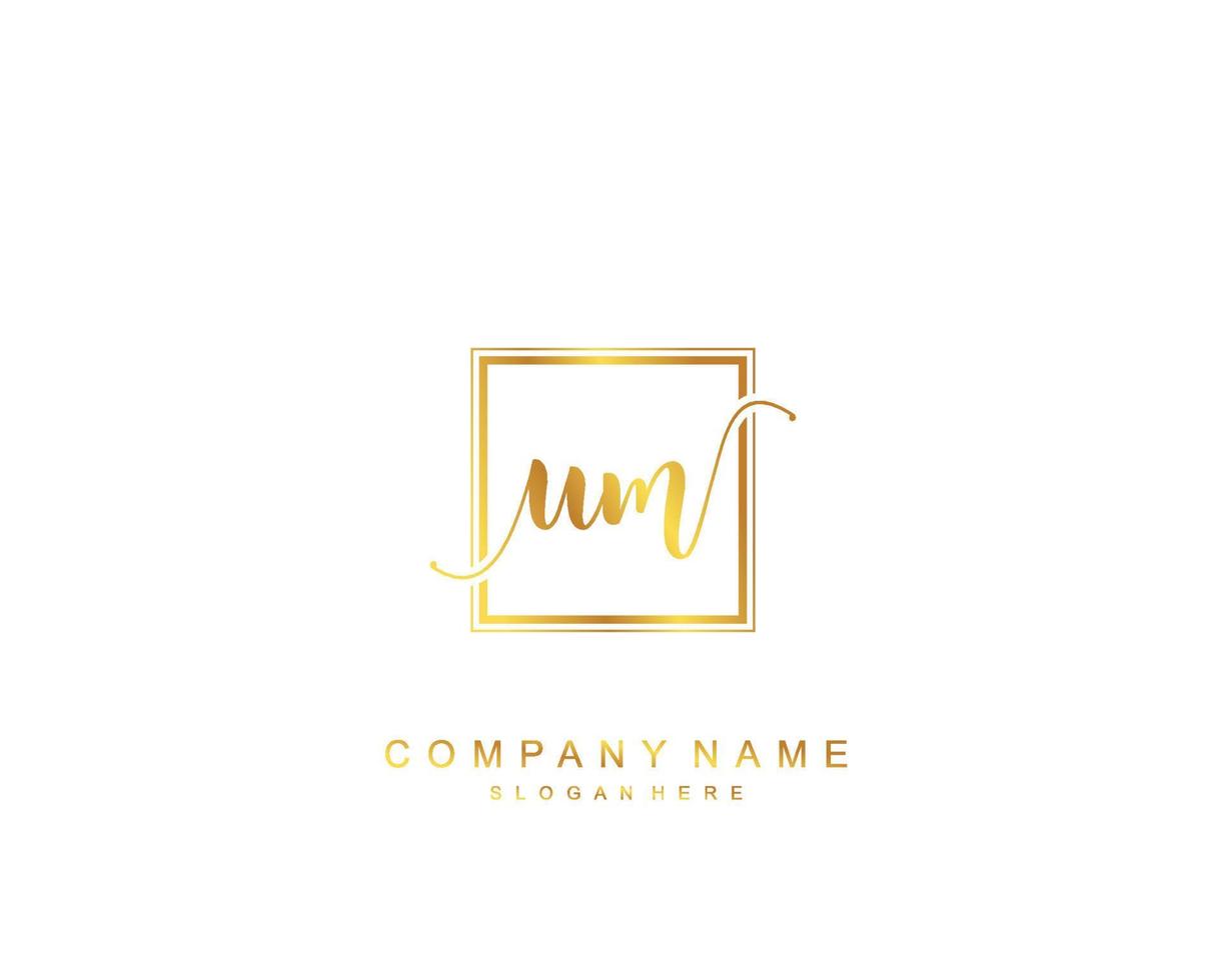 Initial UM beauty monogram and elegant logo design, handwriting logo of initial signature, wedding, fashion, floral and botanical with creative template. vector