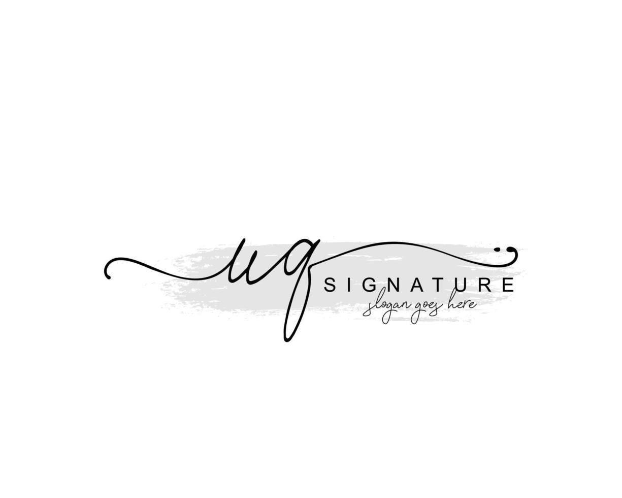 Initial UQ beauty monogram and elegant logo design, handwriting logo of initial signature, wedding, fashion, floral and botanical with creative template. vector