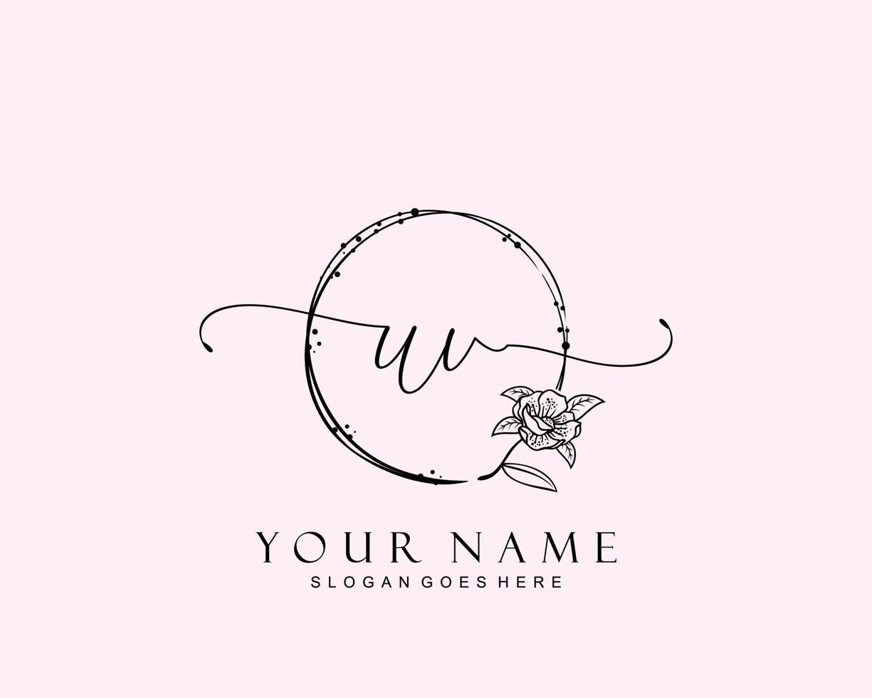 Initial UV beauty monogram and elegant logo design, handwriting logo of initial signature, wedding, fashion, floral and botanical with creative template. vector