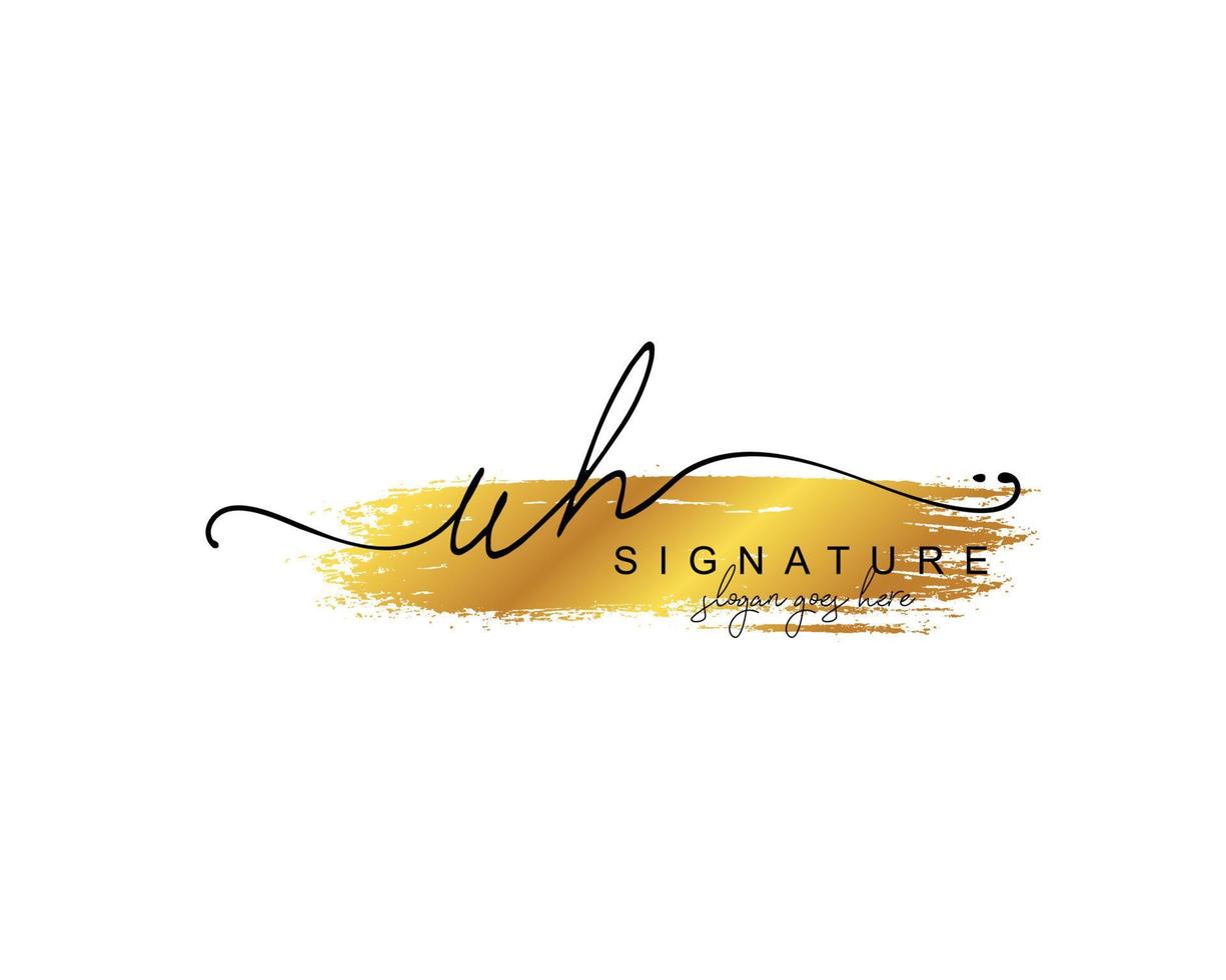Initial UH beauty monogram and elegant logo design, handwriting logo of initial signature, wedding, fashion, floral and botanical with creative template. vector
