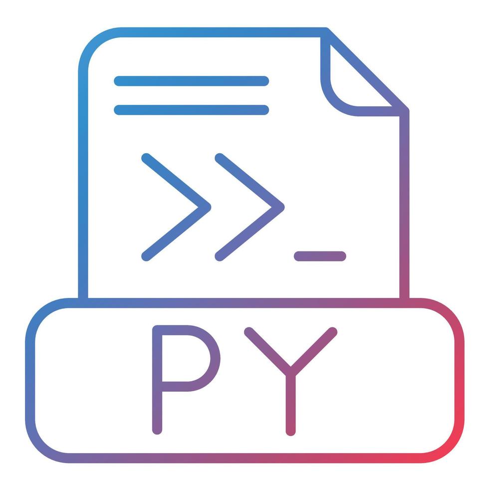 icono de degradado de línea de archivo de Python vector