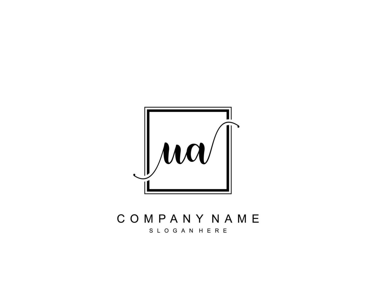 Initial UA beauty monogram and elegant logo design, handwriting logo of initial signature, wedding, fashion, floral and botanical with creative template. vector