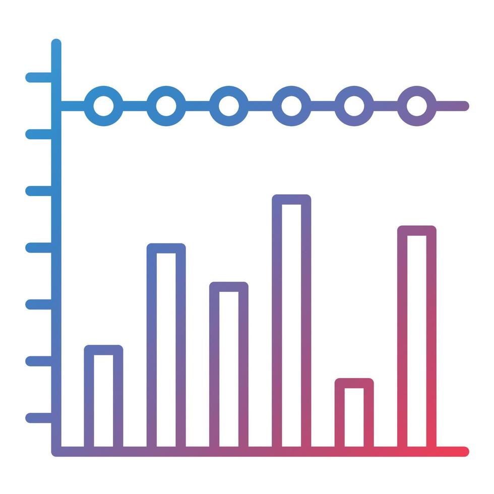 Stacked Bar Chart Line Gradient Icon vector